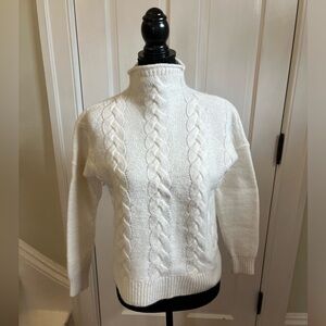 Madewell White Cable Knit Sweater